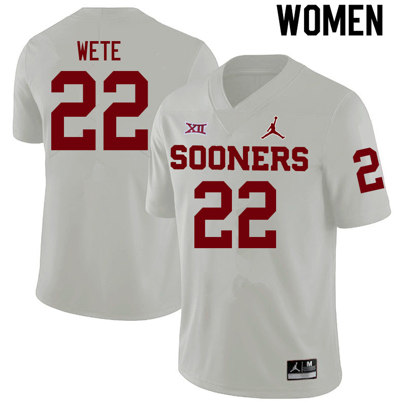 Women #22 Joseph Wete Oklahoma Sooners College Football Jerseys Sale-White